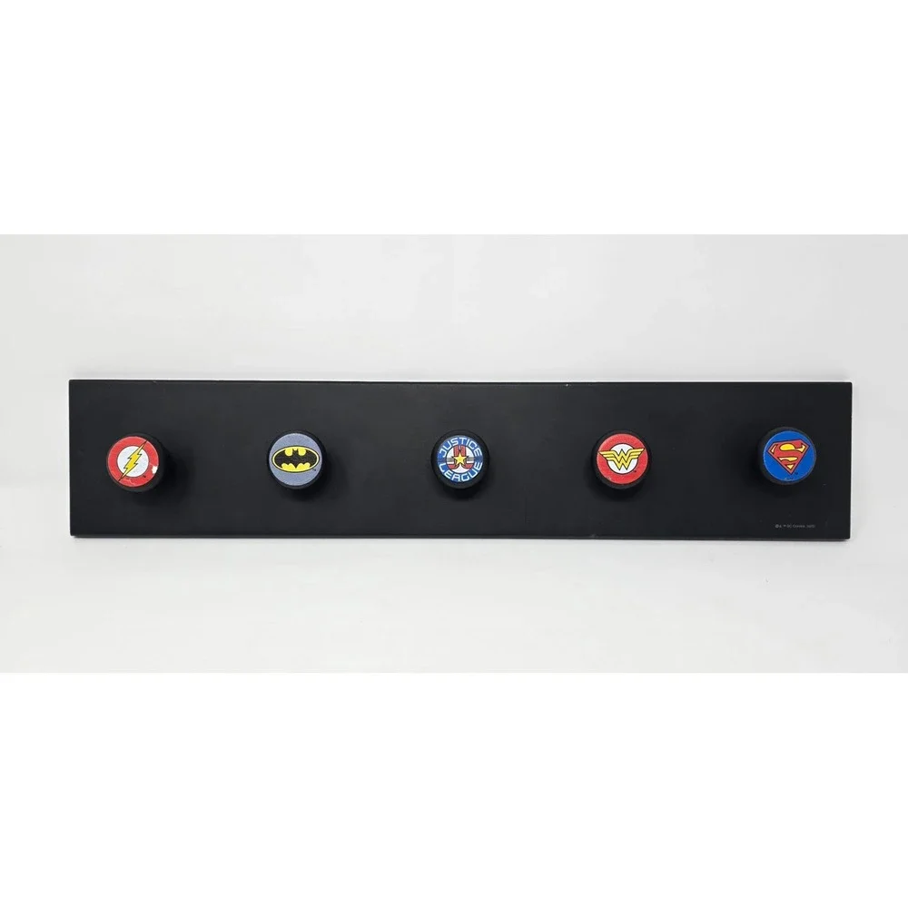 DC Comics Justice League Kids Coat Rack Wall Mount 5 Hook Batman Superman Flash
